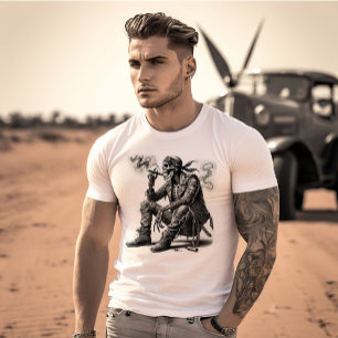 Camiseta Esqueleto de estilo motero fumando puro