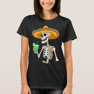 Camiseta esqueleto de fiesta mexicana sombrero cinco de