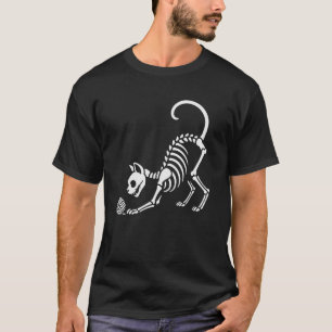 Camiseta Esqueleto de Gato de Estambre Halloween Mamá Papá
