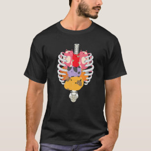 Camiseta Esqueleto de gato inspirado en anatomía humana Cor