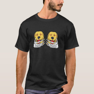 Camiseta Esqueleto de Golden Retriever Mano en el pecho Hal