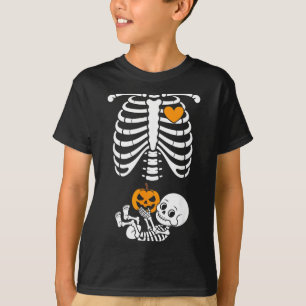 Camiseta Esqueleto de Halloween Bebé Jaula de Costillas Mat