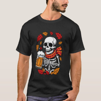 Camiseta Esqueleto de Halloween bebedor de cerveza divertid