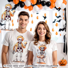 Camiseta Esqueleto de Halloween bebiendo rey