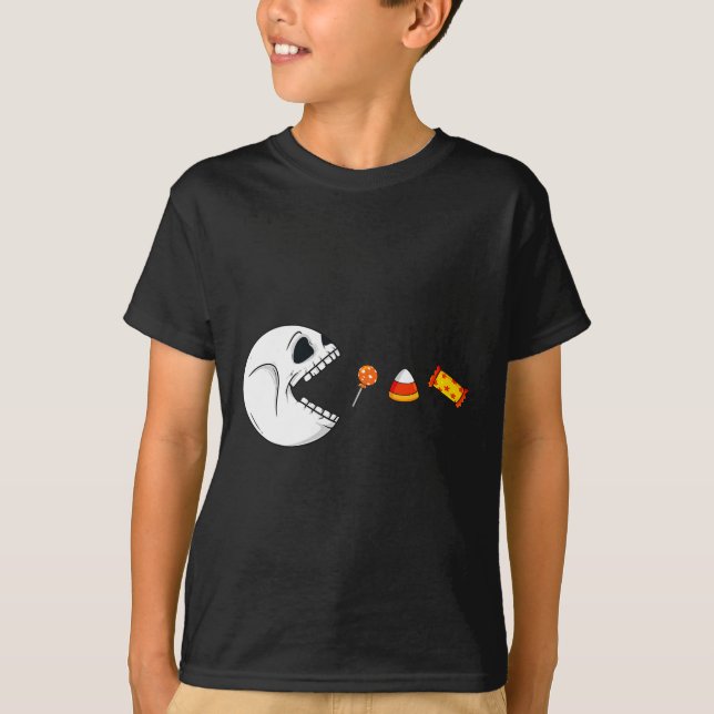 Camiseta Esqueleto de Halloween come Chicas con caramelos (Anverso)