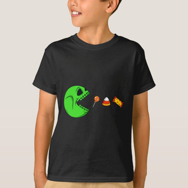 Camiseta Esqueleto de Halloween come Chicas con caramelos (Anverso)