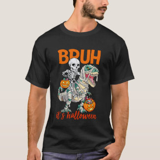 Camiseta Esqueleto de Halloween de 2019 montando dinosaurio