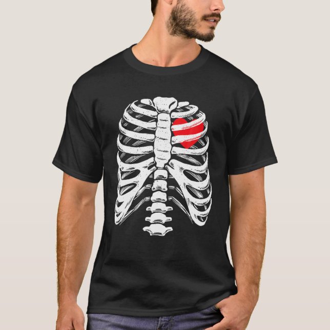Camiseta Esqueleto de Halloween Disfraces de costilla de co (Anverso)
