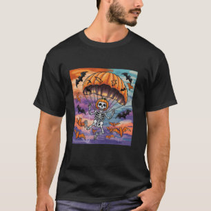 Camiseta Esqueleto de Halloween en paracaidismo