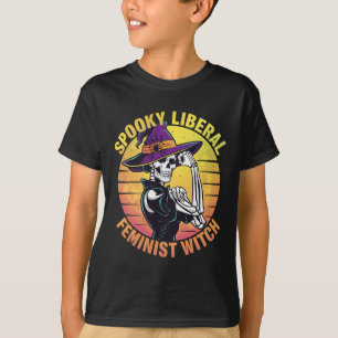 Camiseta Esqueleto de Halloween Feminista Liberal Femenina 