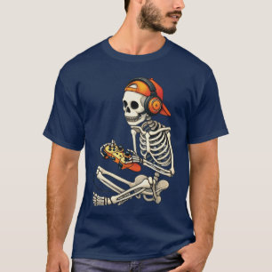 Camiseta Esqueleto de Halloween Gamer Video Juegos Chicos H