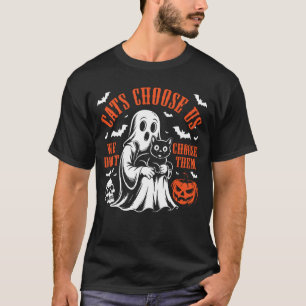 Camiseta Esqueleto de Halloween Gatos Negros Elíjanos nosot