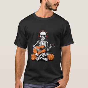 Camiseta Esqueleto de Halloween Guitarra Acústica Guitarris