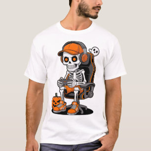 Camiseta Esqueleto de Halloween Jugador de videojuegos Chic