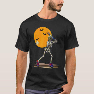Camiseta Esqueleto de Halloween Jugando Al Béisbol