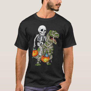 Camiseta Esqueleto de Halloween montando Mummy Dinosaurio R