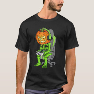 Camiseta Esqueleto de Halloween para juegos Jack O Lantern