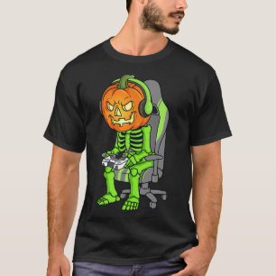 Camiseta Esqueleto de Halloween para juegos Jack O Lantern