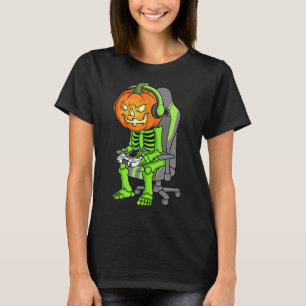 Camiseta Esqueleto de Halloween para juegos Jack O Lantern