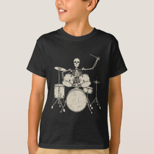 Camiseta Esqueleto de Halloween Tambor Tambor Cute Gracioso