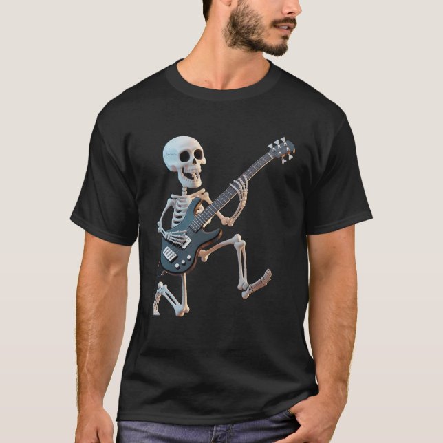 Camiseta Esqueleto De Halloween Tocando Bass Para Battend B (Anverso)