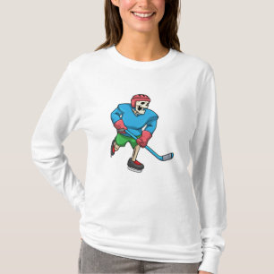 Camiseta Esqueleto de hockey sobre hielo con bastón de hock