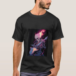 Camiseta esqueleto de hombre de rock flamígero