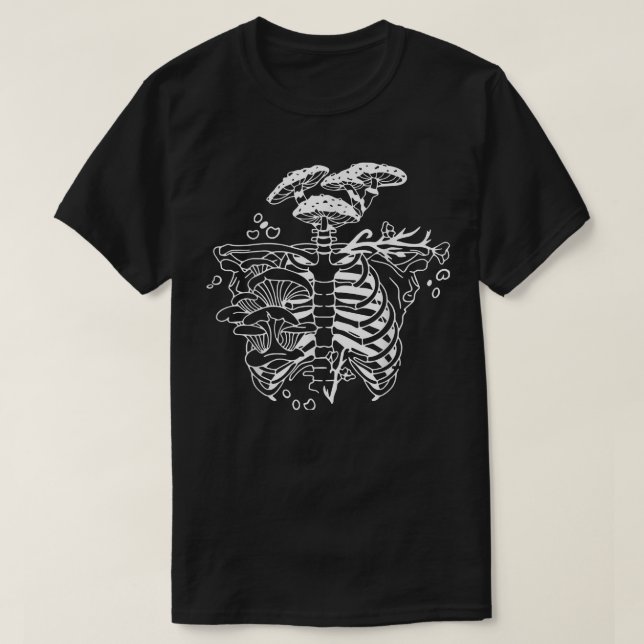 Camiseta Esqueleto de hongos de Gótico oscuro, amor de hong (Diseño del anverso)