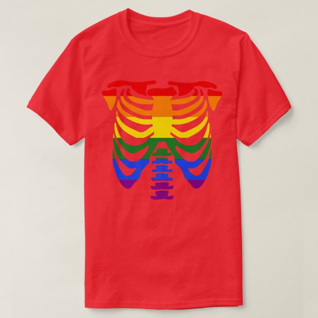 Camiseta Esqueleto de jaula de costillas, orgullo homosexua (Diseño del anverso)