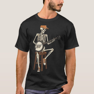 Camiseta Esqueleto de jugador de banjo Halloween divertido 