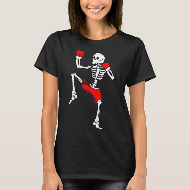 Camiseta Esqueleto de Kickboxing Fighter Muay Thai  (Anverso)