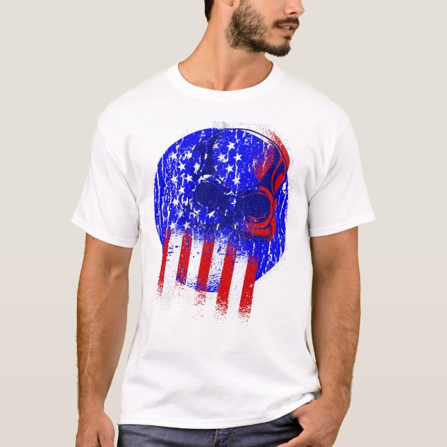 Camiseta esqueleto de la bandera de los estados unidos con  (Anverso)
