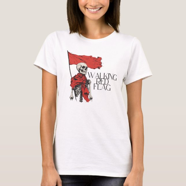 Camiseta Esqueleto de la Bandera Roja Caminando | Edgy Humo (Anverso)