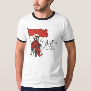 Camiseta Esqueleto de la Bandera Roja Caminando   Edgy Humo