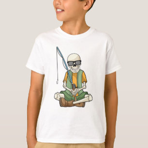 Camiseta Esqueleto de la pesca con barra de pesca
