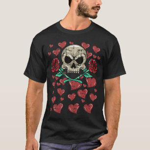Camiseta Esqueleto de los corazones rojos de San Valentín