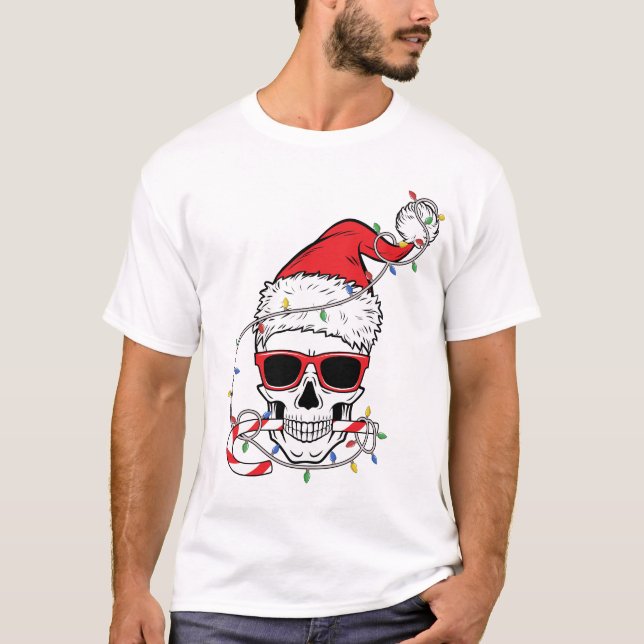 Camiseta Esqueleto-de-luz-de-navidad-calavera (Anverso)