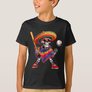 Camiseta esqueleto de mariachi béisbol cinco de mayo mexica