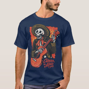 Camiseta Esqueleto de Mariachi tocando guitarra Cinco de Ma