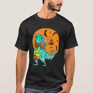 Camiseta Esqueleto de momia Trex Rex con calabaza y caramel
