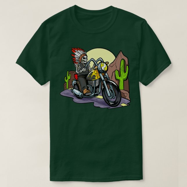 Camiseta Esqueleto De Motociclismo En Bicicleta (Diseño del anverso)