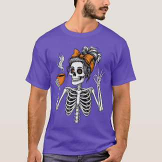 Camiseta Esqueleto de mujer amante del café Halloween Calab