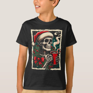 Camiseta Esqueleto de Navidad Cacao Caliente Muerto por Den
