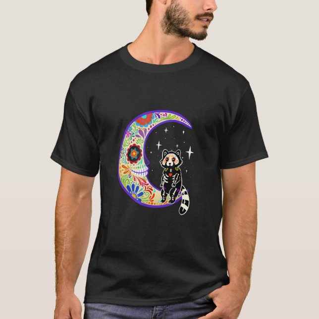 Camiseta Esqueleto de Panda Roja Dia De Los Muertos (Anverso)