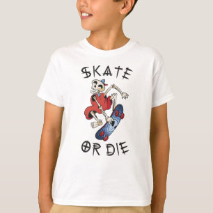 Camiseta Esqueleto de patineta divertido Patina o muere