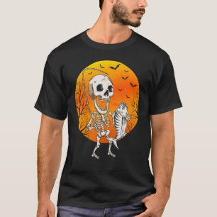 Camiseta Esqueleto de pesca pescador de Halloween hombres m