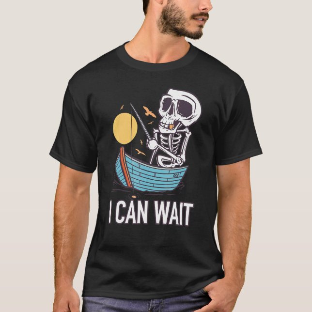 Camiseta Esqueleto de Pesca Puedo Esperar (Anverso)