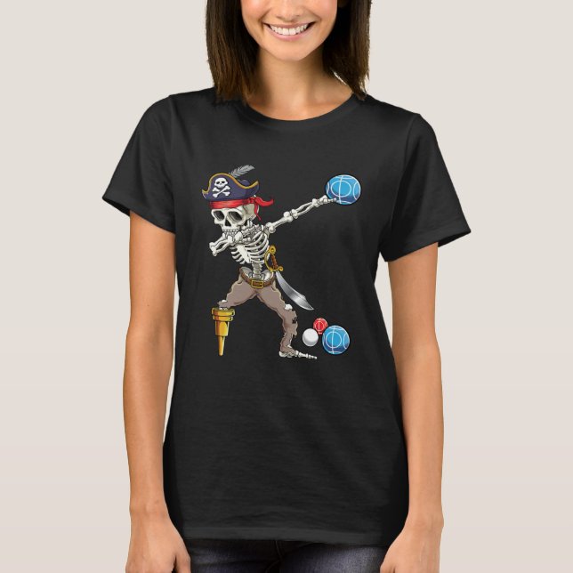 Camiseta Esqueleto de pirata haciendo Dabbing Bola Bocce Bo (Anverso)