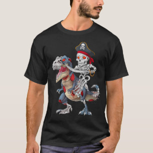 Camiseta Esqueleto de pirata montando dinosaurio zombie Hal
