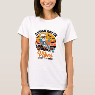 Camiseta Esqueleto de playa de verano espeluznante divertid